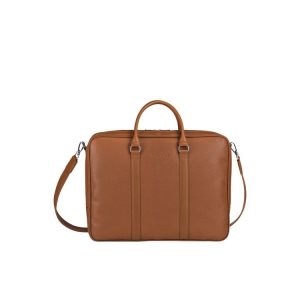 Aktówki Longchamp Briefcase L Caramel Skórzane Brązowe | 8059-HJWEC