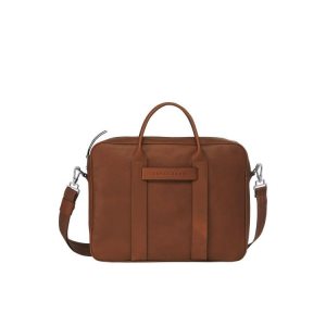 Aktówki Longchamp Briefcase M Skórzane Brązowe | 1027-UMGBP