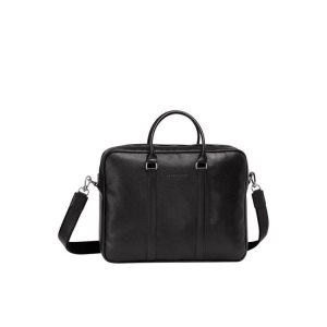 Aktówki Longchamp Briefcase M Skórzane Czarne | 2195-ONBVX