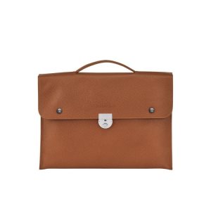Aktówki Longchamp Briefcase S Caramel Skórzane Brązowe | 0387-VLUIA