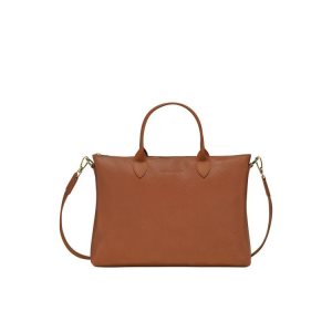 Aktówki Longchamp Briefcase S Caramel Skórzane Brązowe | 2164-ICKHO