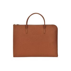 Aktówki Longchamp Briefcase S Caramel Skórzane Brązowe | 4729-QNXEA