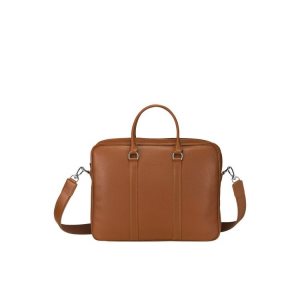 Aktówki Longchamp Briefcase S Caramel Skórzane Brązowe | 8526-TKRCW