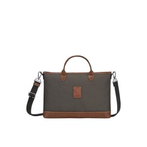 Aktówki Longchamp Briefcase S Płócienne Brązowe | 5792-JYXPF