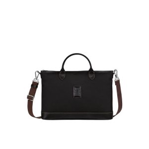 Aktówki Longchamp Briefcase S Płócienne Czarne | 6584-GLQHJ