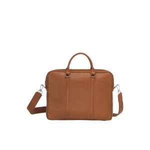 Aktówki Longchamp Briefcase Xs Caramel Skórzane Brązowe | 7645-QZKUB