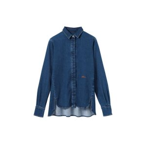 Bluzka Longchamp Shirt Bawełniane Niebieskie | 1530-RYNDU