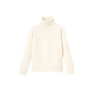 Bluzka Longchamp Turtleneck Swetry Ecru Wełna Beżowe | 6837-HYTMO