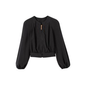 Bluzka Longchamp Wełna Czarne | 0759-NCFSV