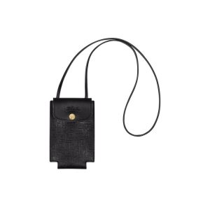 Etui na Telefon Longchamp With Koronkowe Skórzane Czarne | 0465-PCAJS