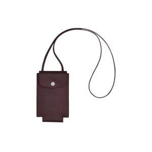Etui na Telefon Longchamp With Koronkowe Skórzane Bordowe | 1720-ILHVJ