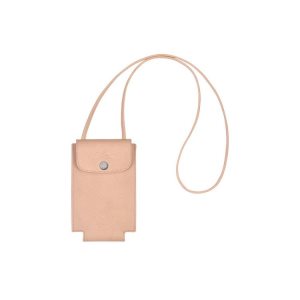 Etui na Telefon Longchamp With Koronkowe Flowers Skórzane Głęboka Różowe | 2453-ALMBK