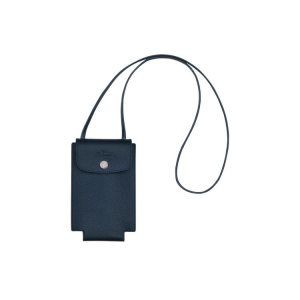 Etui na Telefon Longchamp With Koronkowe Skórzane Granatowe | 4031-CPNBA
