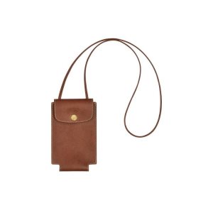 Etui na Telefon Longchamp With Koronkowe Skórzane Brązowe | 4182-PWYSK