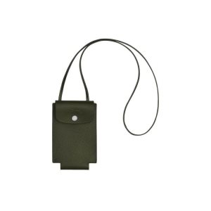 Etui na Telefon Longchamp With Koronkowe Forest Skórzane Zielone | 5304-BXLTA