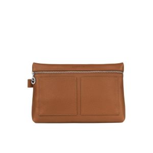 Kosmetyczki Longchamp Caramel Skórzane Brązowe | 2038-RQBAV