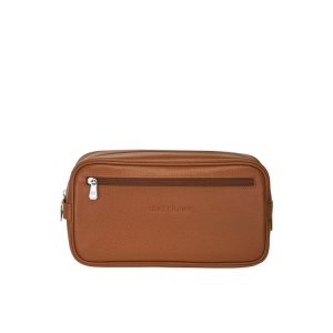 Kosmetyczki Longchamp Caramel Skórzane Brązowe | 9714-RUTFQ