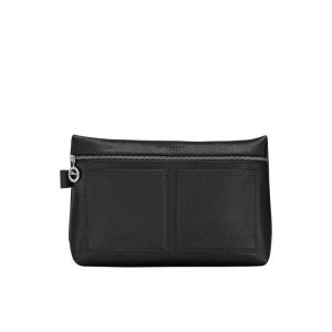 Kosmetyczki Longchamp Skórzane Czarne | 2486-HINPC