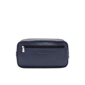 Kosmetyczki Longchamp Skórzane Granatowe | 9350-PJBAZ