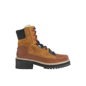Kozaki Longchamp Low Skórzane Brązowe | 6184-WQJSZ