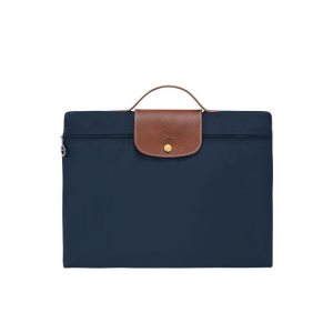 New Longchamp Briefcase S Recycled canvas Granatowe | 5742-XJRLD
