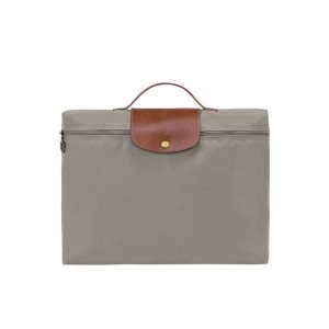 New Longchamp Briefcase S Turtledove Recycled canvas Szare | 0817-FHEXI