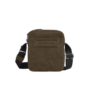 New Longchamp S Skórzane Khaki | 9480-AMBTS