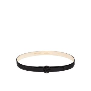 Paski Longchamp Skórzane Czarne | 7483-HNFKI