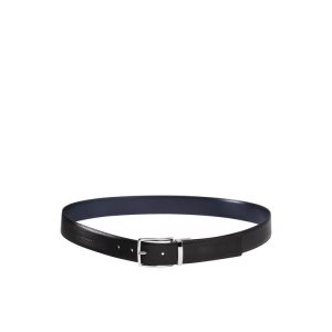 Paski Longchamp Skórzane Czarne Granatowe | 9650-CURQG