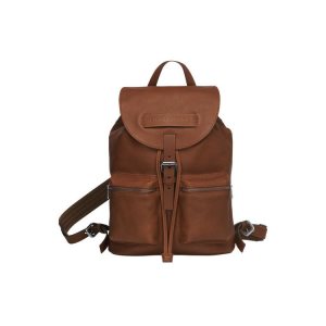 Plecaki Longchamp M Skórzane Brązowe | 5832-RONCA
