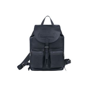 Plecaki Longchamp M Skórzane Niebieskie | 6041-BAYDH
