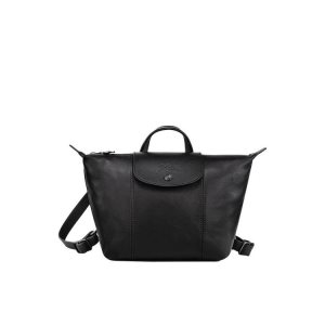 Plecaki Longchamp Skórzane Czarne | 0456-CMQIG
