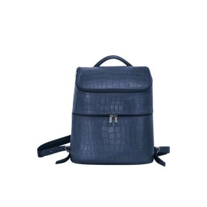 Plecaki Longchamp Skórzane Granatowe | 5903-RHCBY