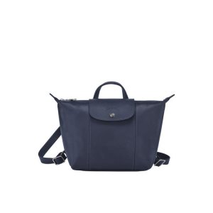 Plecaki Longchamp Skórzane Granatowe | 6903-FDLAE