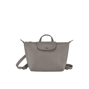 Plecaki Longchamp Turtledove Skórzane Szare | 5042-VTHFW