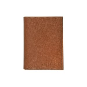 Portfele Longchamp Caramel Skórzane Brązowe | 3862-YWUOA