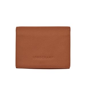 Portfele Longchamp Caramel Skórzane Brązowe | 4319-IYMHX