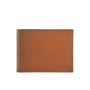 Portfele Longchamp Caramel Skórzane Brązowe | 5714-OXIRK
