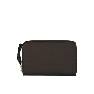 Portfele Longchamp Ebony Skórzane Kawa | 0825-VCTKP