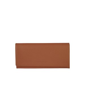 Portfele Longchamp Long Continental Caramel Skórzane Brązowe | 2956-XTOPS
