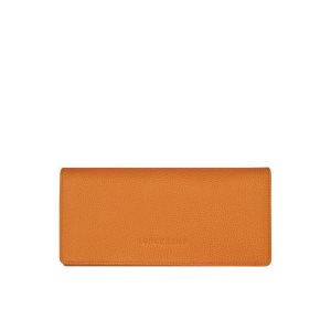 Portfele Longchamp Long Continental Saffron Skórzane Pomarańczowe | 0179-SGJTR