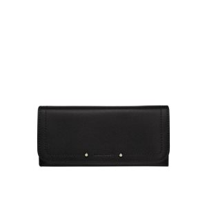 Portfele Longchamp Long Continental Skórzane Czarne | 3274-YAHMW