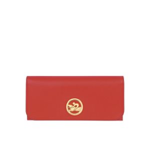 Portfele Longchamp Long Continental Skórzane Pomarańczowe | 4038-AREVN