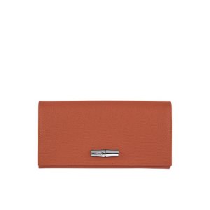 Portfele Longchamp Long Continental Skórzane Ciemny Czerwone | 4628-BSENH