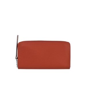 Portfele Longchamp Long With Zip Around Terracotta Płócienne Pomarańczowe | 4583-OWJIP