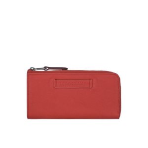 Portfele Longchamp Long With Zip Around Terracotta Skórzane Pomarańczowe | 4753-QCHRL