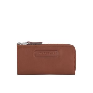 Portfele Longchamp Long With Zip Around Skórzane Brązowe | 9758-DVXJR