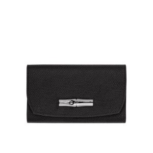 Portfele Longchamp Skórzane Czarne | 9526-KWZON