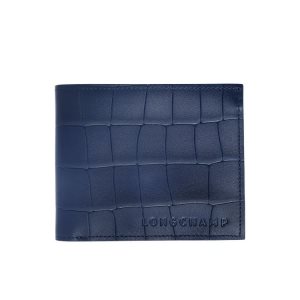 Portfele Longchamp Skórzane Granatowe | 5713-HDNVS