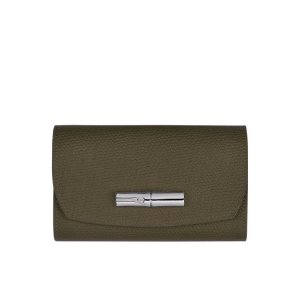 Portfele Longchamp Skórzane Khaki | 5064-KATCI